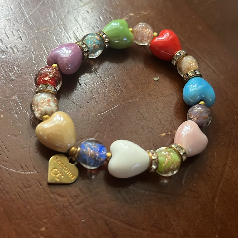 Zecchin bracelet glass beads hearts charms Elegant Multicolor Beaded Bracelet‎ - Picture 5 of 7